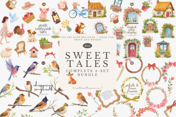 A Cozy Countryside Escape: The Watercolor Clipart Bundle