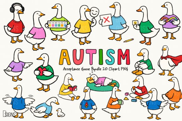 Autism Acceptance Goose SPED Teacher PNG: Celebrating Neurodiversity