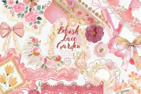 Blush Lace Clipart Set: A Designer's Toolkit for Romantic Branding