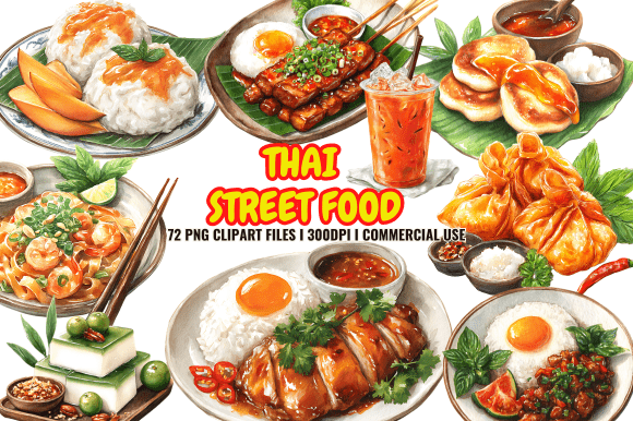 Bring Authentic Flavors to Your Designs with Thai Street Food Clipart