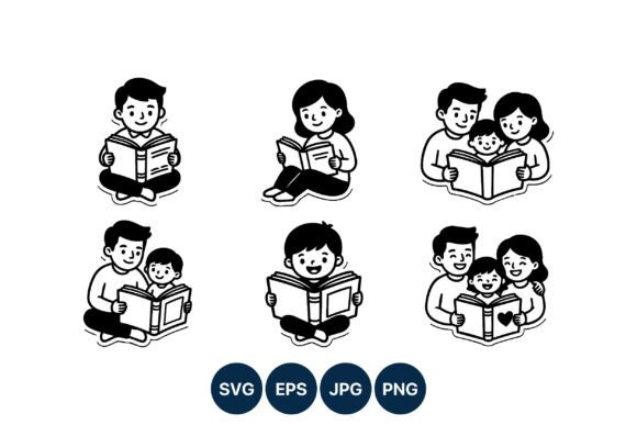 Capturing Family Moments with Happy Family and Children Reading Books