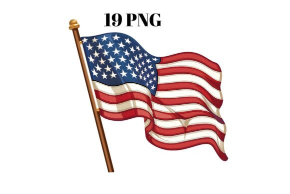 Celebrate with American Flag PNG Waving Design