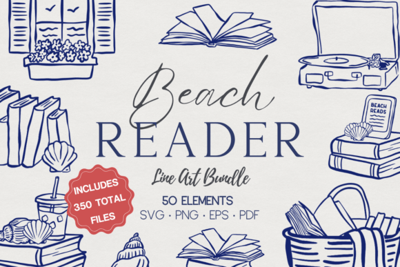 Coastal Reader Clip Art: Bookish Charm Meets Ocean Calm