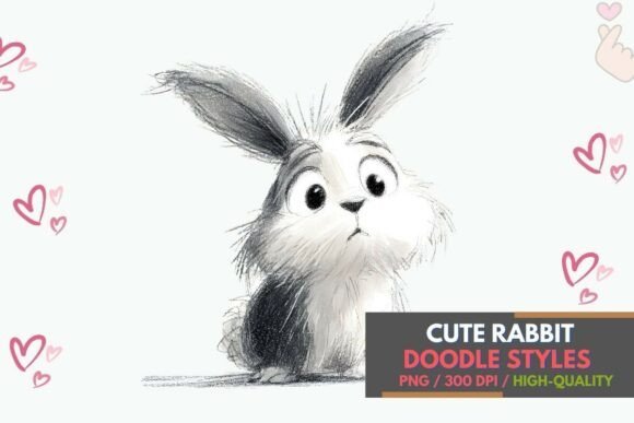 Cute Doodle Rabbit Sketch Clipart: Add Whimsy to Your Work