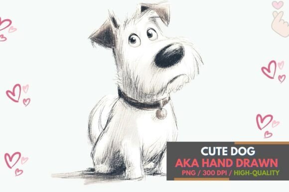 Cute Hand Drawn Dog Sketch PNG Art for Creative Projects