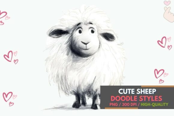 Doodle Sheep Sketch Clipart: Your Whimsical Design Asset