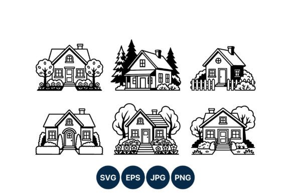Monochrome Character: The Versatility of Black and White House Line Art