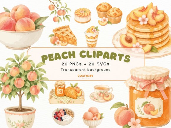 Peach Watercolor Cliparts: A Sweet Summer Collection for Creatives