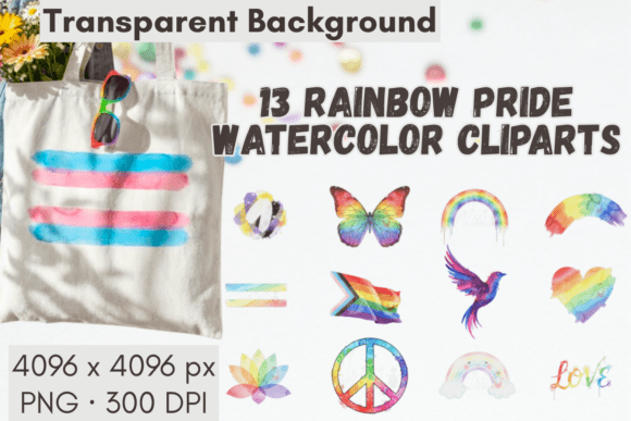 Rainbow Pride Clipart Watercolor LGBT: Vibrant Illustrations for Inclusive Design