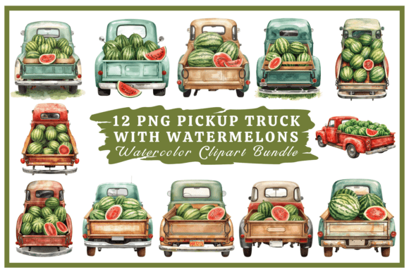 Rustic Charm in Every Brushstroke: The Watermelons Watercolor Clipart Bundle 21