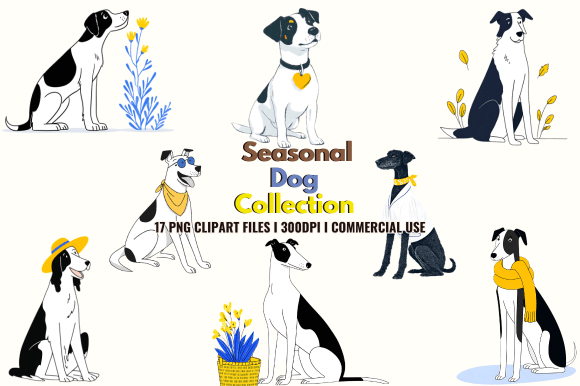 Seasonal Dog Collection Clipart: A Year of Canine Charm
