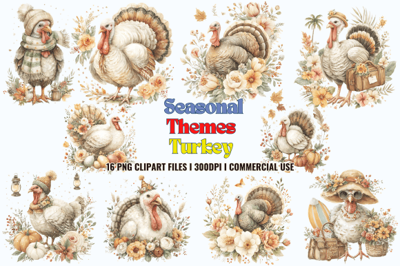 Seasonal Themes Turkey Clipart: Year-Round Design Versatility