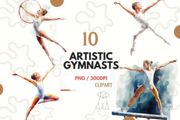 Stunning Gymnast Watercolor Clipart Set PNG for Designers