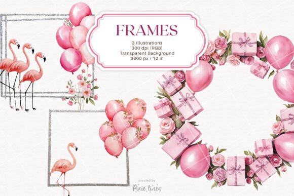 Tropical Elegance: Designing with the Pink Balloons, Flamingo & Flowers Frame