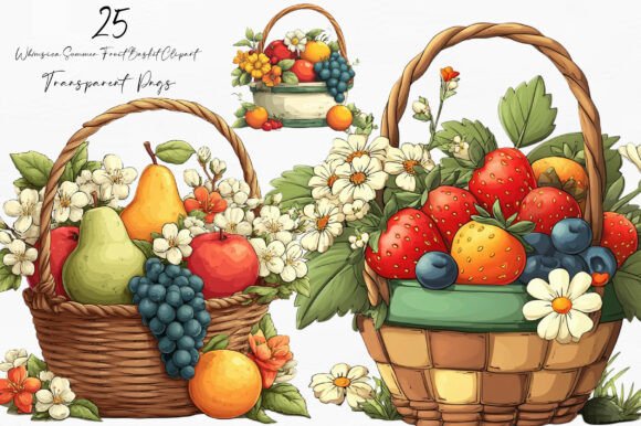 Whimsica Summer Fruit Basket Clipart: A Designer's Delight