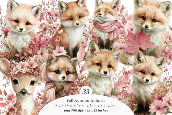 Whimsical Fall Autumn Animals Clipart for Creative Projects