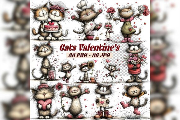 Whimsical Romantic Cat Clipart Set: A Designer’s Guide to Charming Visuals